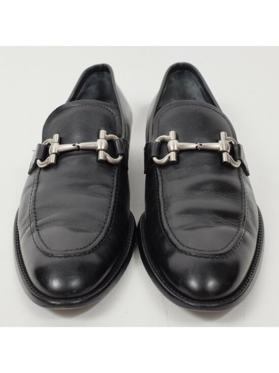 Salvatore Ferragamo 7.5 shoes loafer black leather GANCINI bit logo horse main image 6